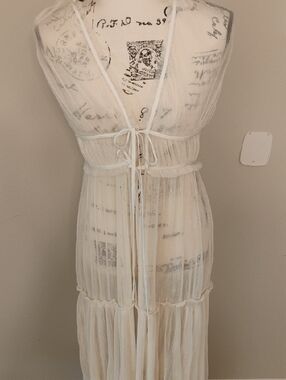 Sheer Ivory Maxi Cover-Up Dress